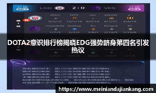 DOTA2意识排行榜揭晓EDG强势跻身第四名引发热议